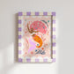 Orange Tail Mermaid Portrait Art Print: Colorful Kids Room Decor