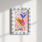 Mermaid with Red Tail, Art Print: Colorful Kids Room Decor