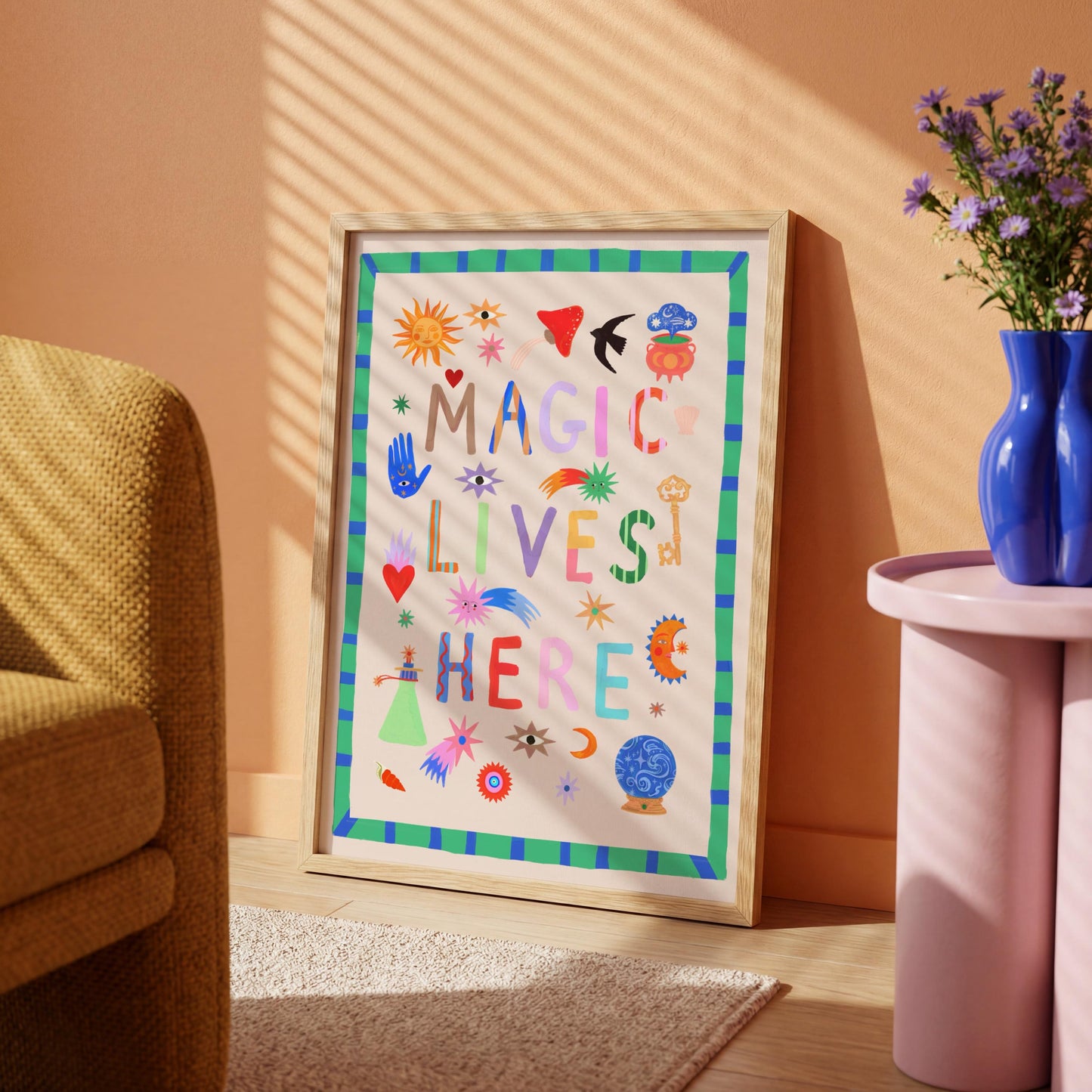 Magic Lives Here: Colorful Typography Wall Art