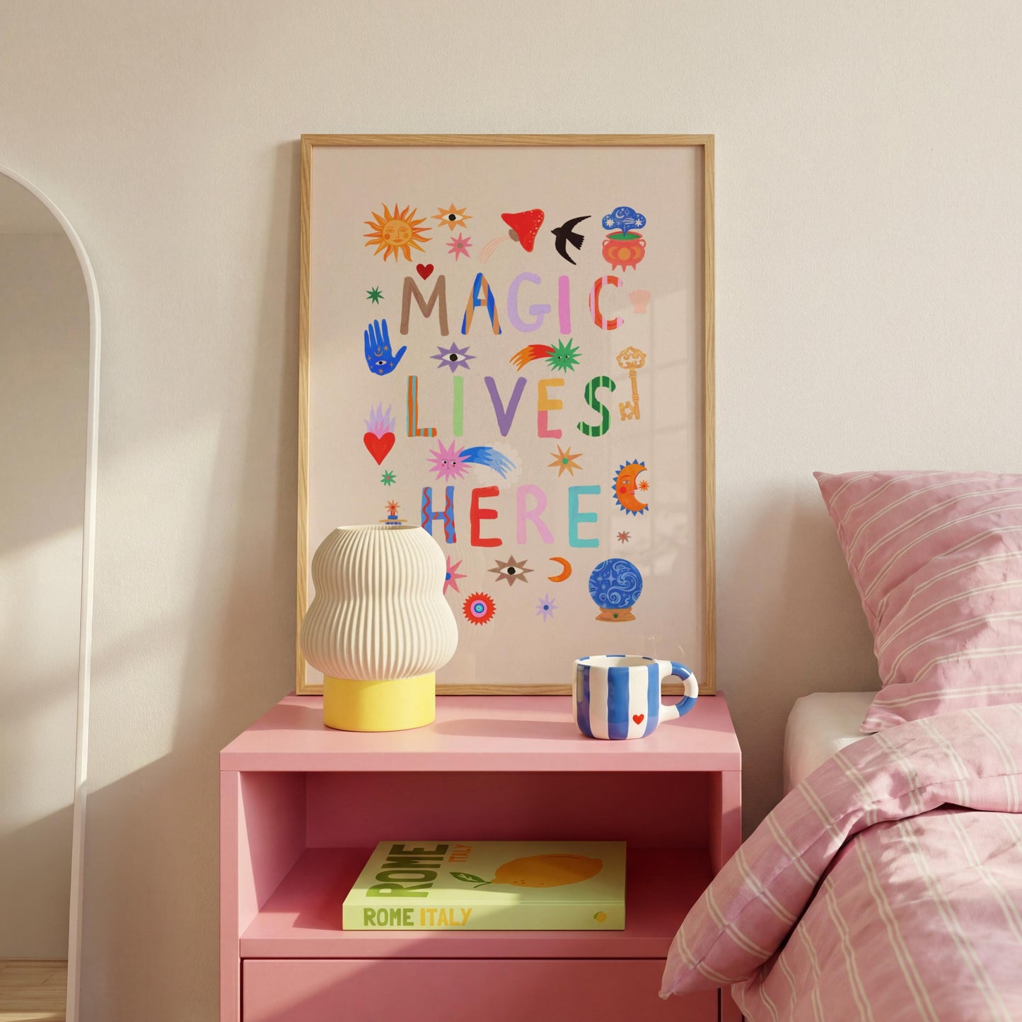 Magic Lives Here: Colorful Typography Wall Art
