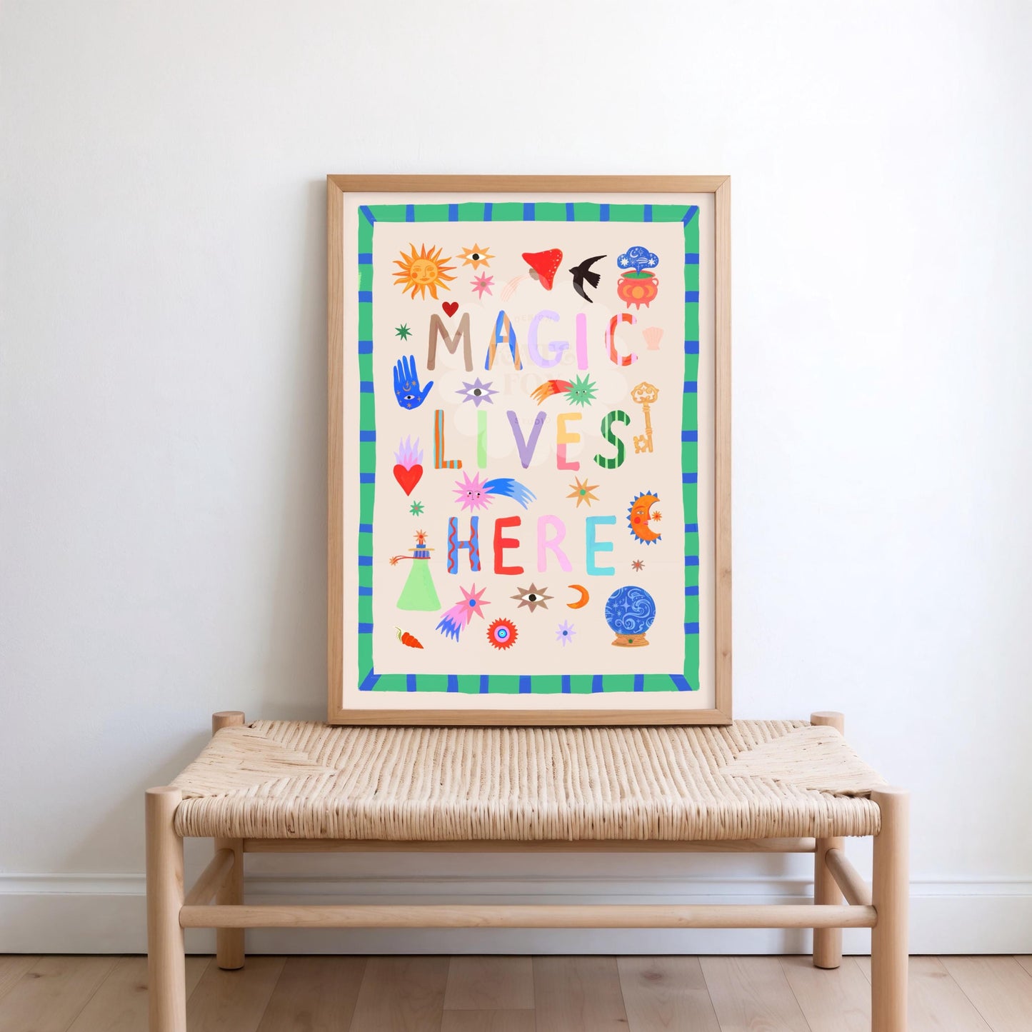 Magic Lives Here: Colorful Typography Wall Art