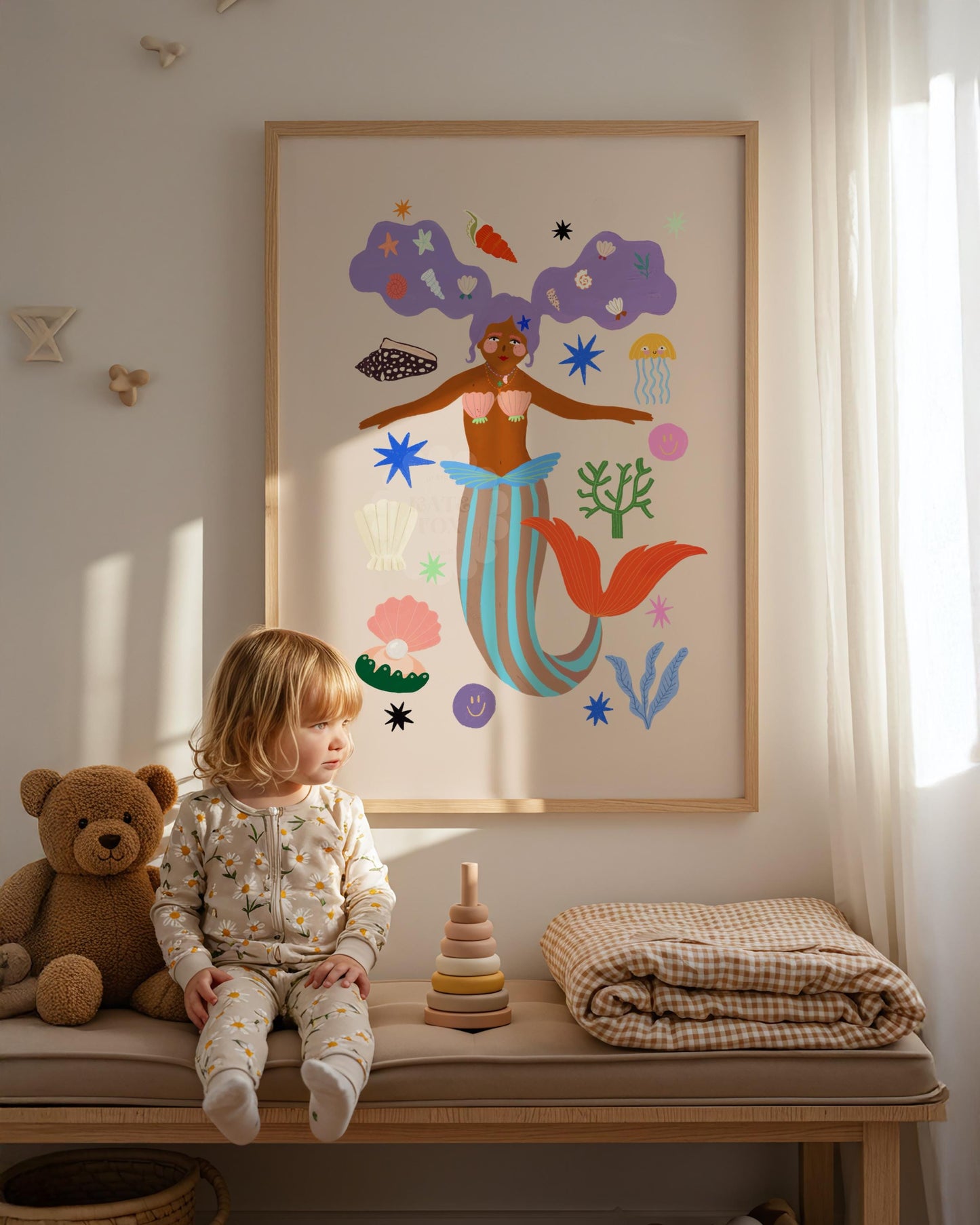 Cool Mermaid Art Print: Colorful Kids Room Decor