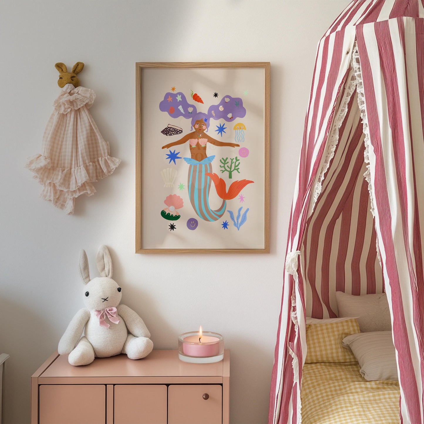 Cool Mermaid Art Print: Colorful Kids Room Decor