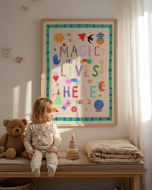 Magic Lives Here: Colorful Typography Wall Art