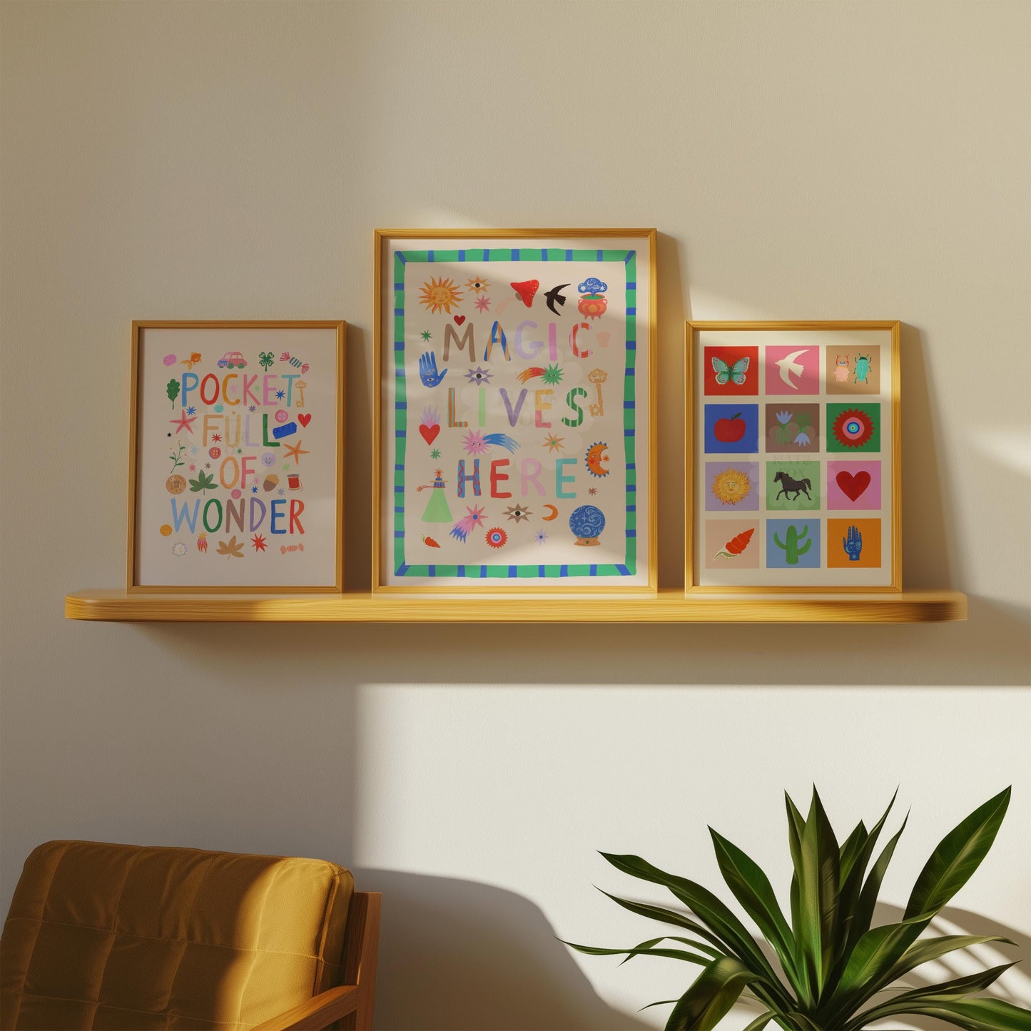 Magic Lives Here: Colorful Typography Wall Art