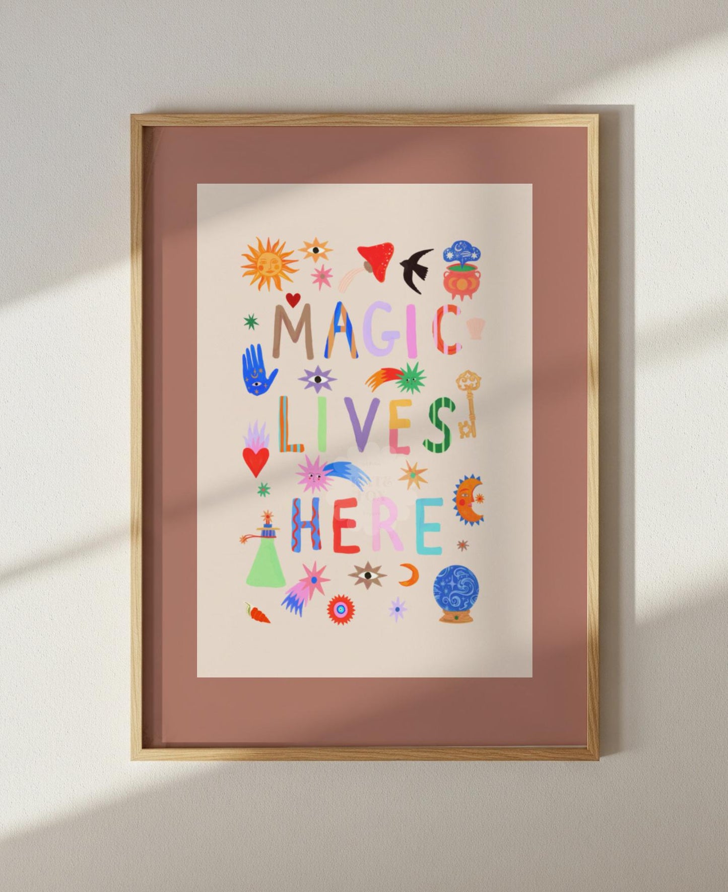 Magic Lives Here: Colorful Typography Wall Art