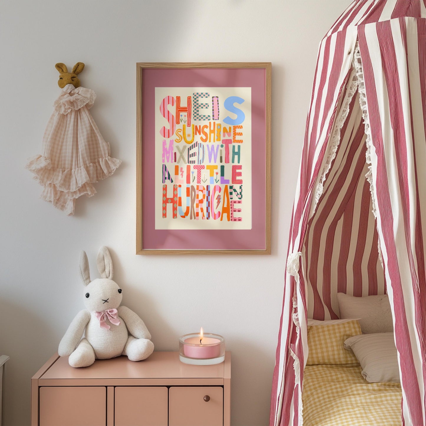 She is Sunshine Art Print: Colorful Typography, Positivity Wall Art, Hurricane