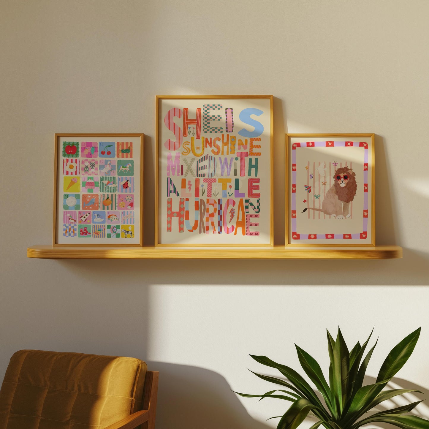 She is Sunshine Art Print: Colorful Typography, Positivity Wall Art, Hurricane