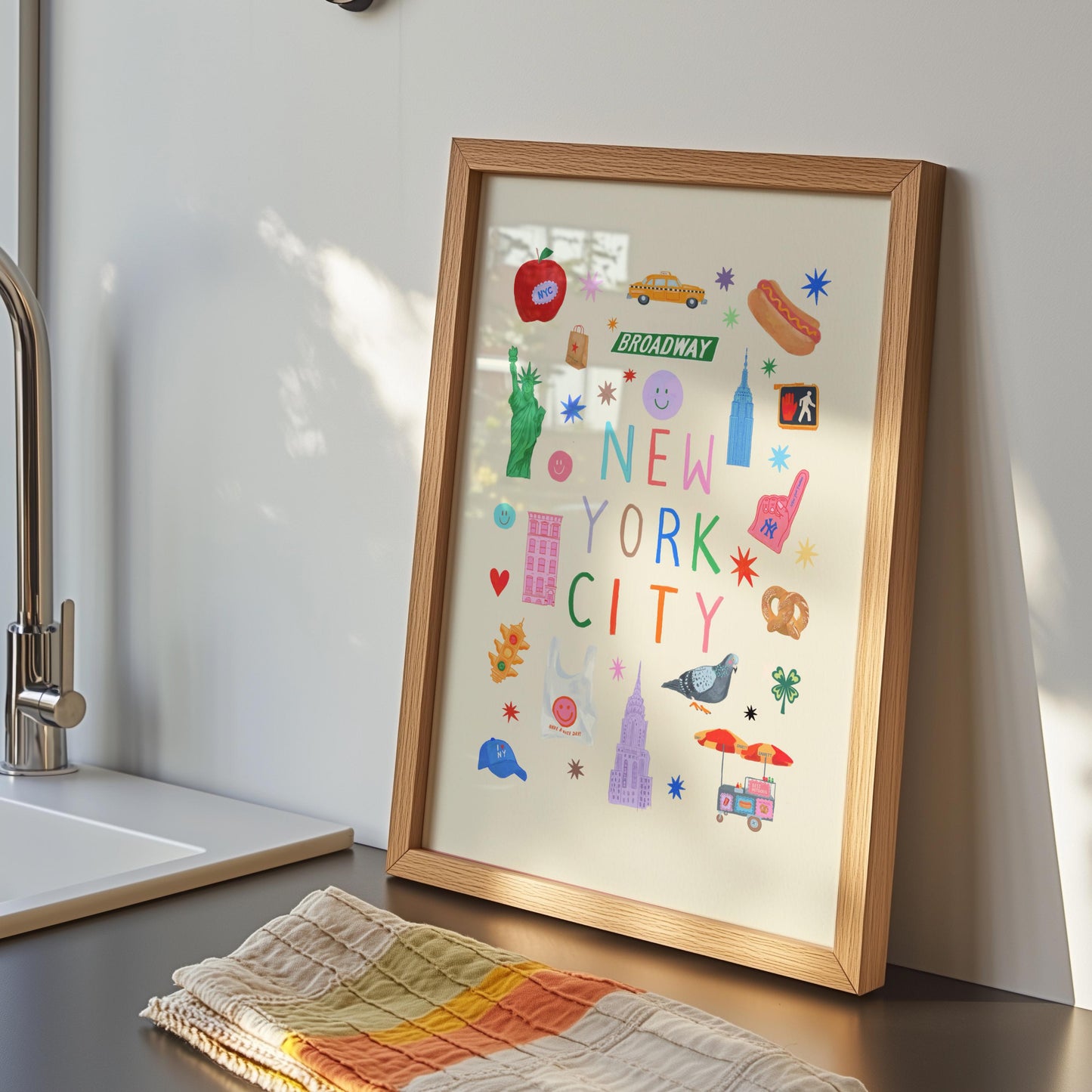 New York City: Colorful Typography Wall Art