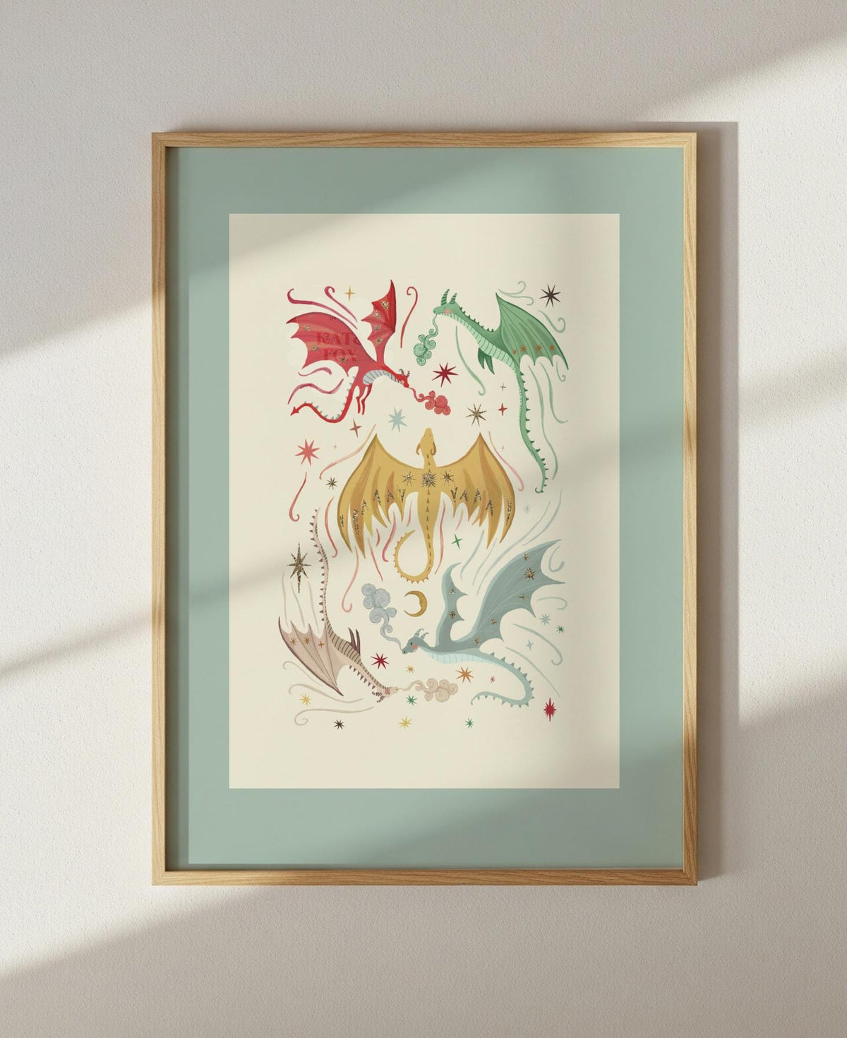 Blue Dragons: Colorful Fairytale Magical Typography Wall Art