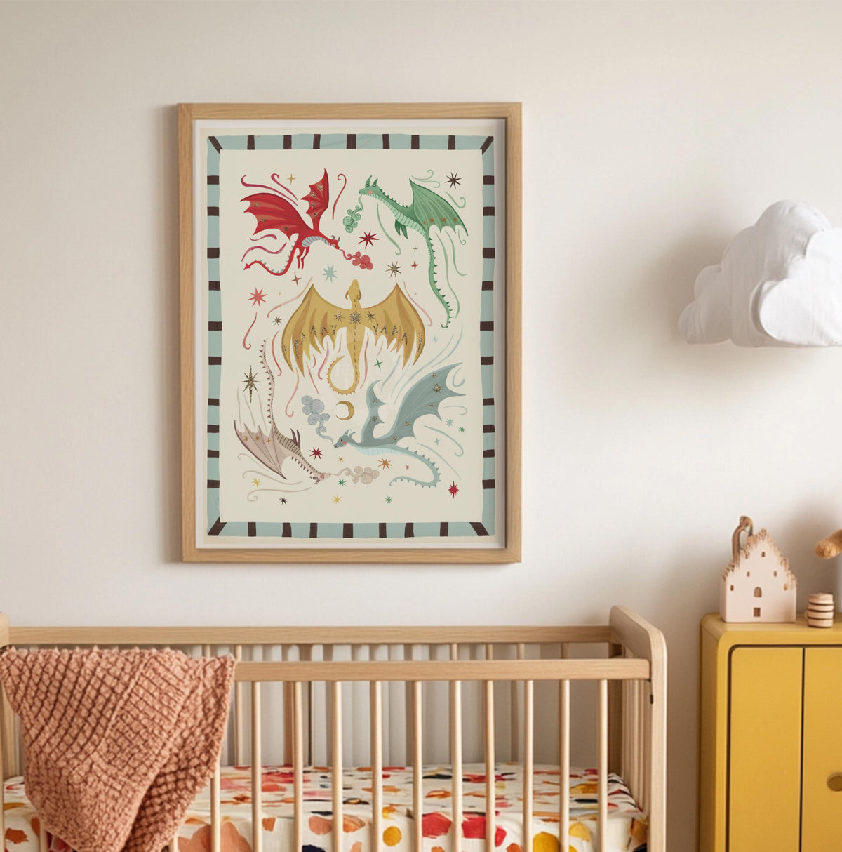 Blue Dragons: Colorful Fairytale Magical Typography Wall Art