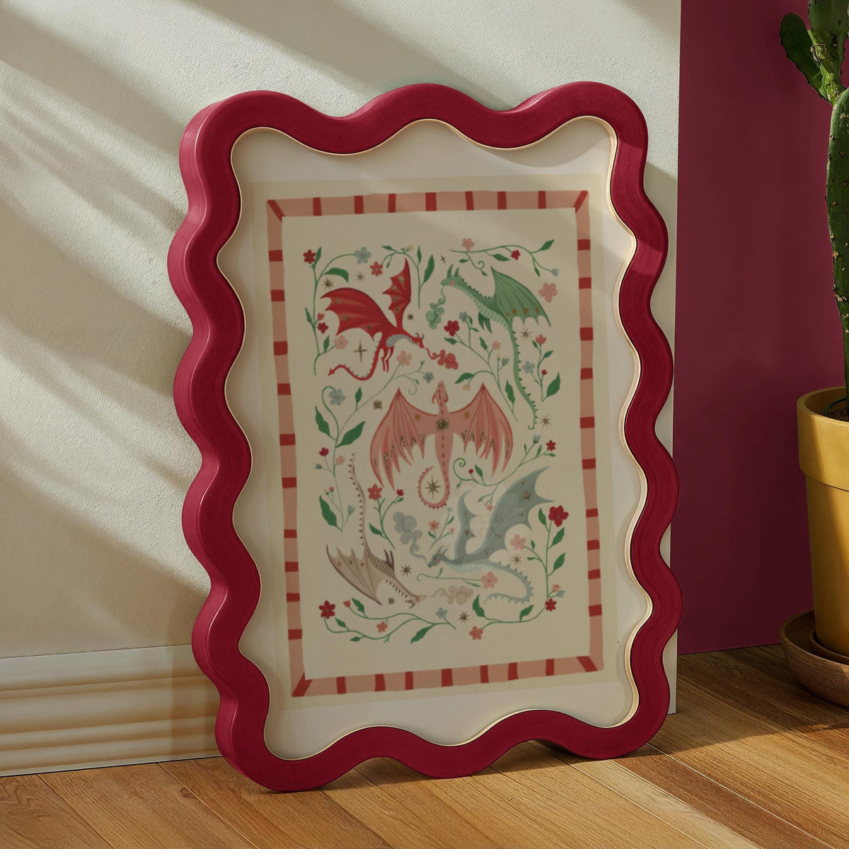 Pink Dragons: Colorful Fairytale Magical Typography Wall Art