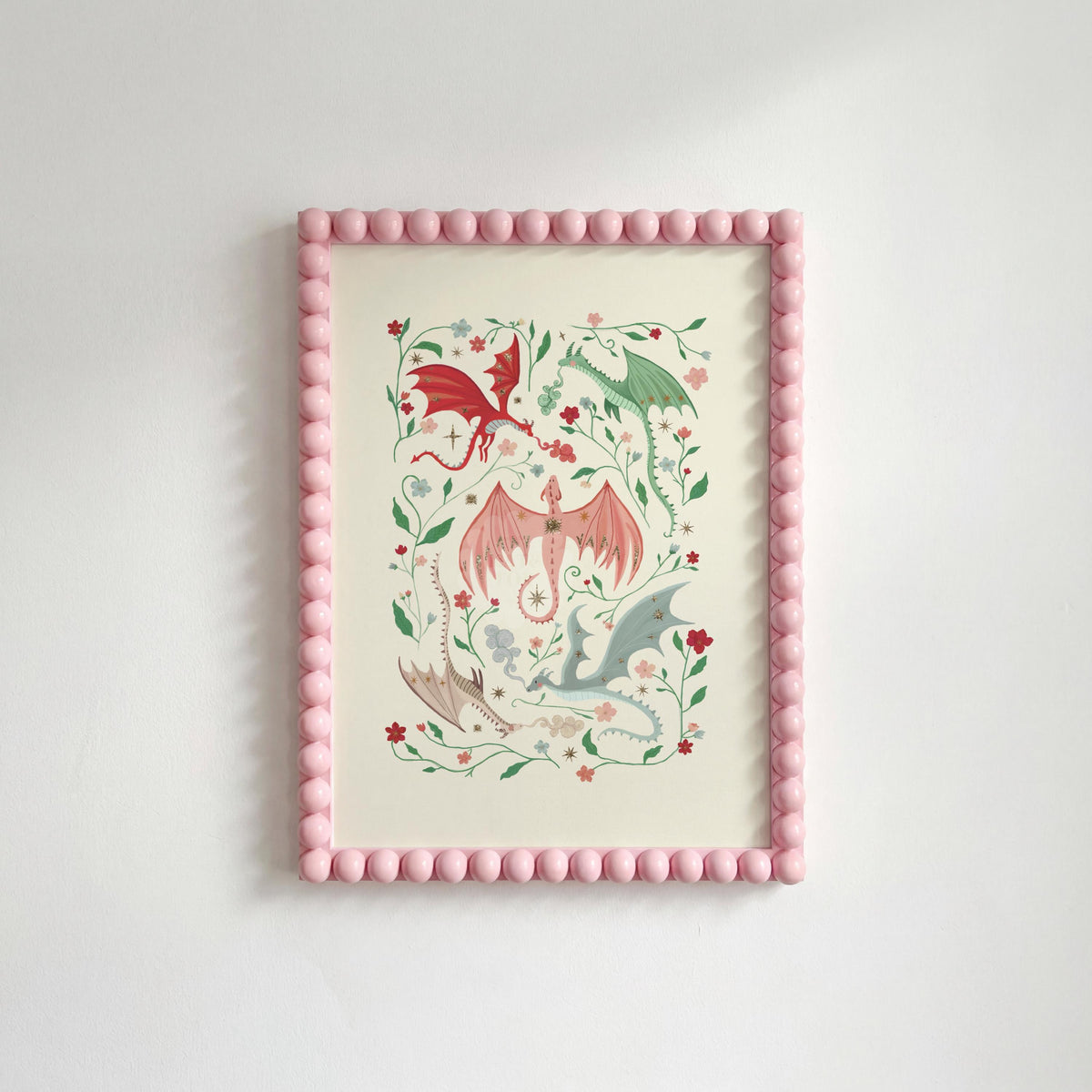 Pink Dragons: Colorful Fairytale Magical Typography Wall Art