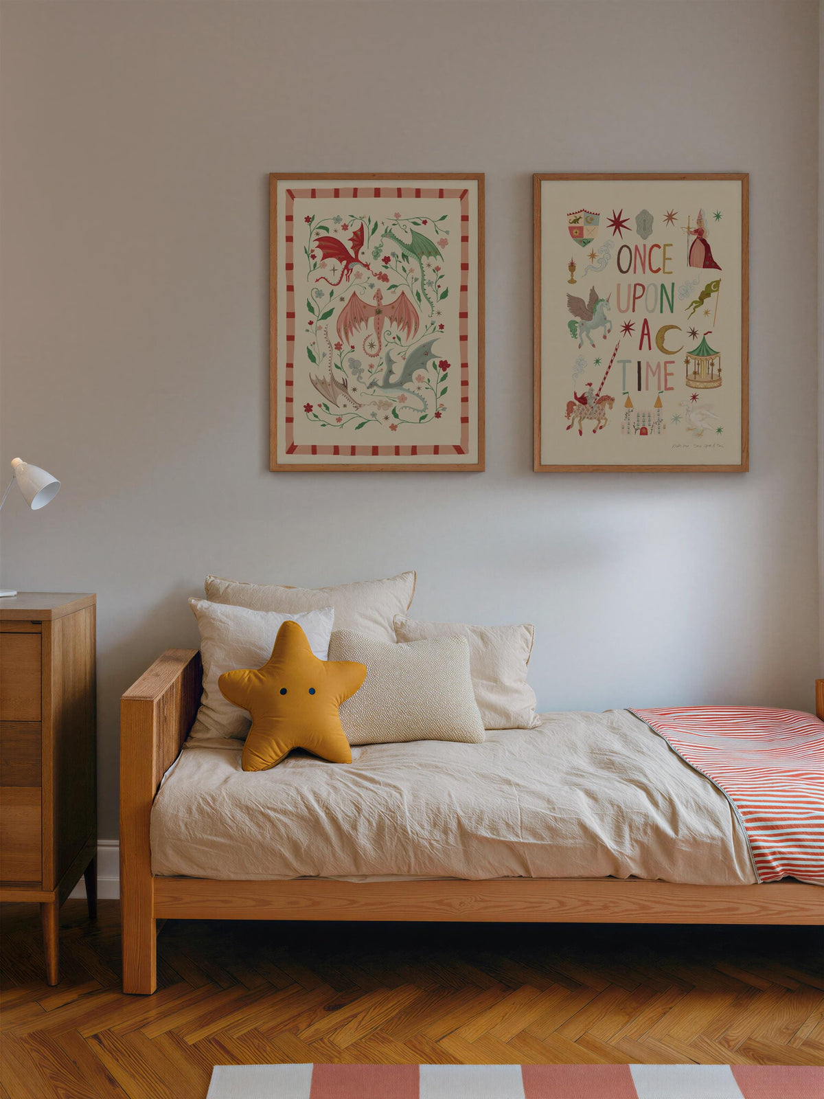 Pink Dragons: Colorful Fairytale Magical Typography Wall Art