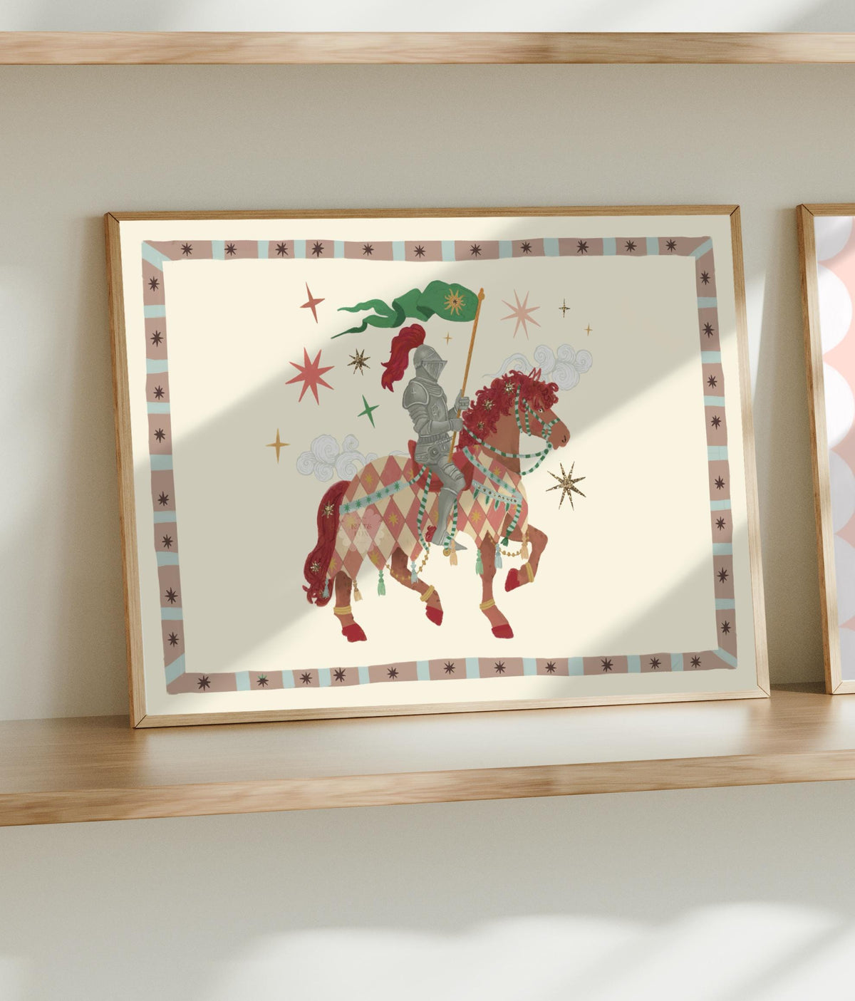 Our Brave Knight, Fairytale, Magical Horse Print: Hand Drawn Wall Art