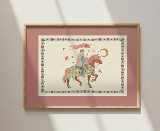 Brave Princess, Fairytale, Magical Horse Print: Hand Drawn Wall Art