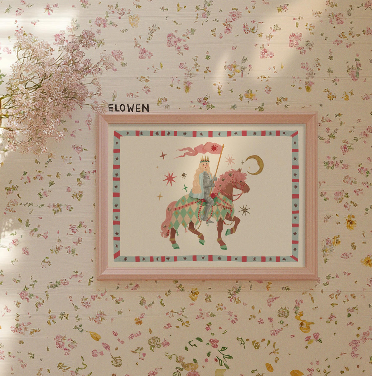 Brave Princess, Fairytale, Magical Horse Print: Hand Drawn Wall Art