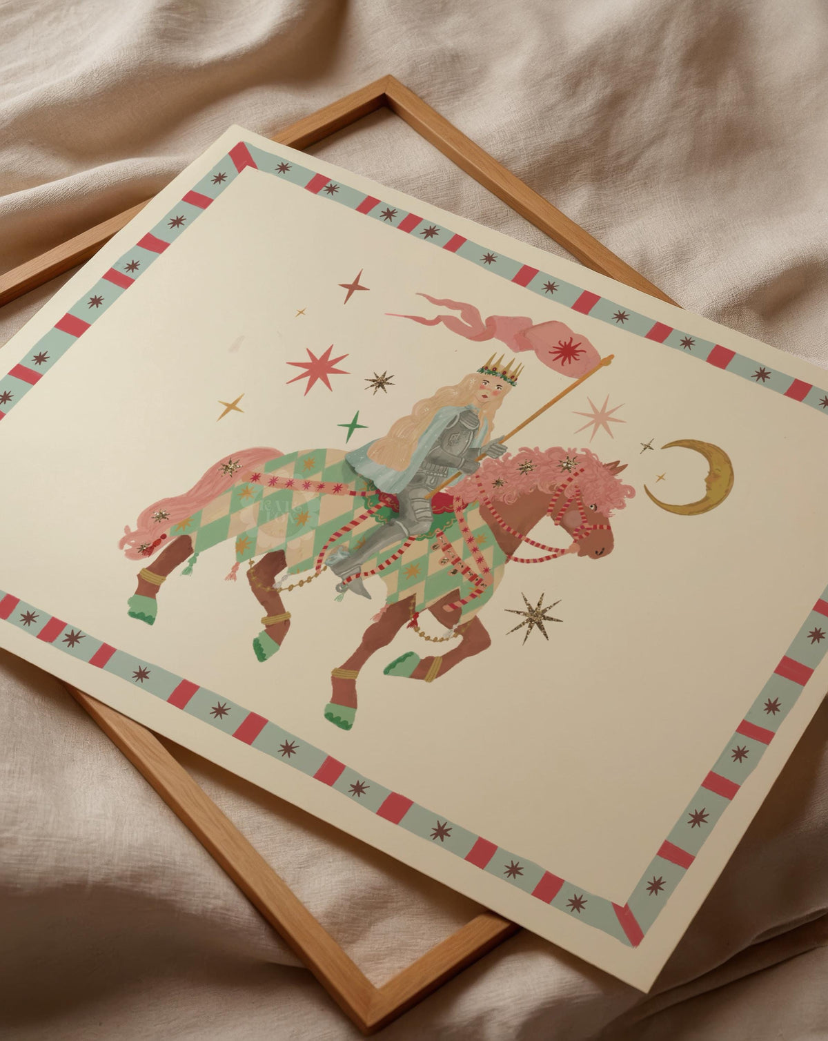 Brave Princess, Fairytale, Magical Horse Print: Hand Drawn Wall Art