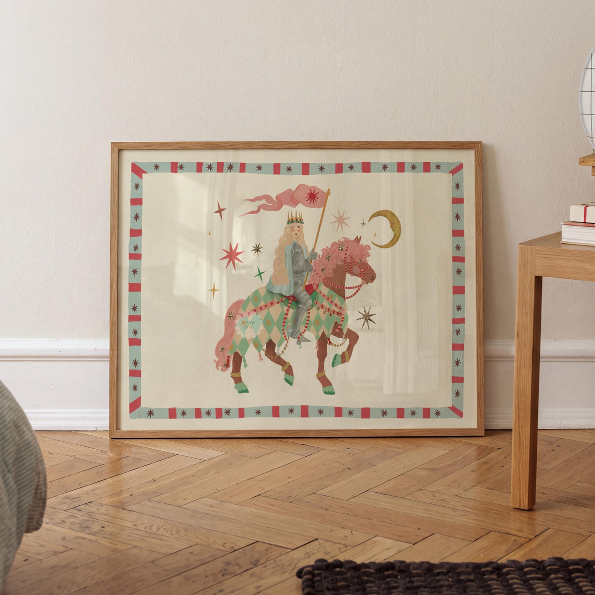 Brave Princess, Fairytale, Magical Horse Print: Hand Drawn Wall Art