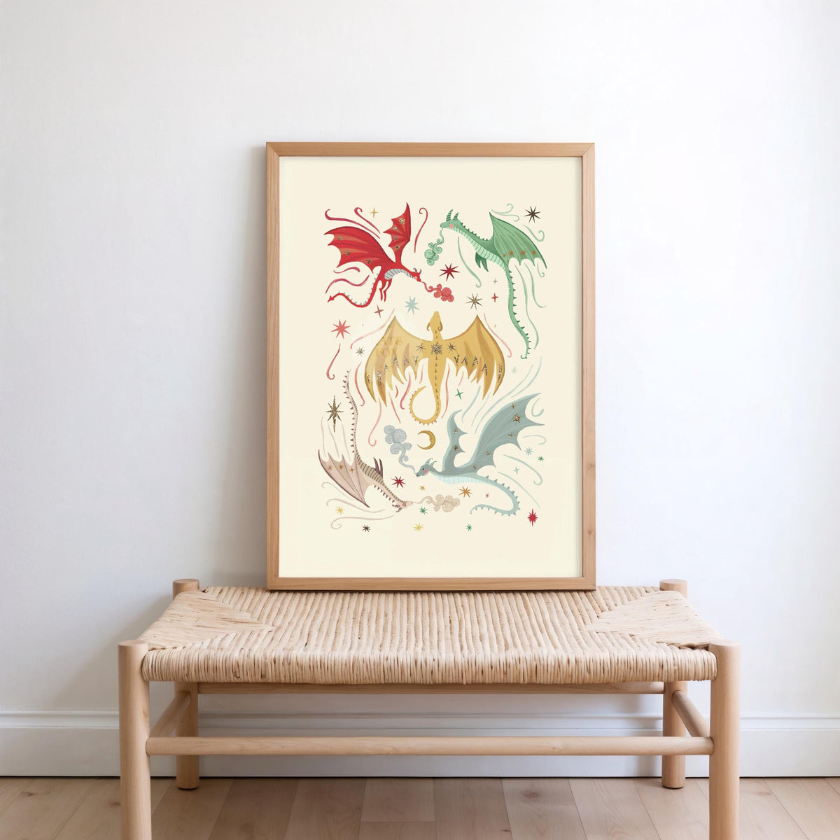 Blue Dragons: Colorful Fairytale Magical Typography Wall Art