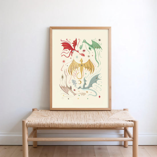 Blue Dragons: Colorful Fairytale Magical Typography Wall Art