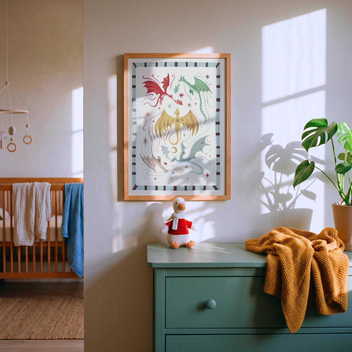Blue Dragons: Colorful Fairytale Magical Typography Wall Art