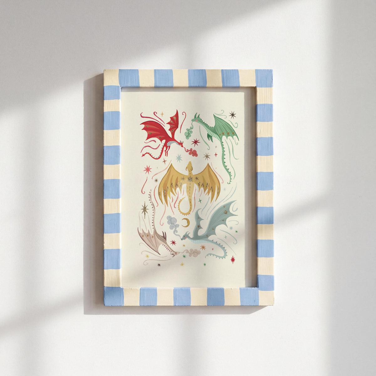 Blue Dragons: Colorful Fairytale Magical Typography Wall Art