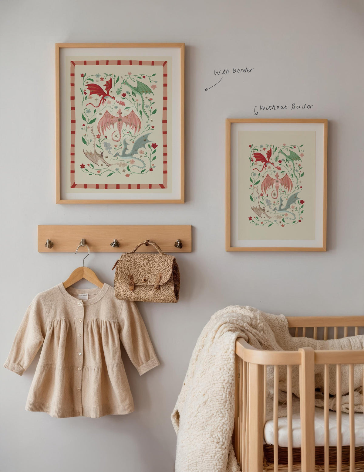 Pink Dragons: Colorful Fairytale Magical Typography Wall Art