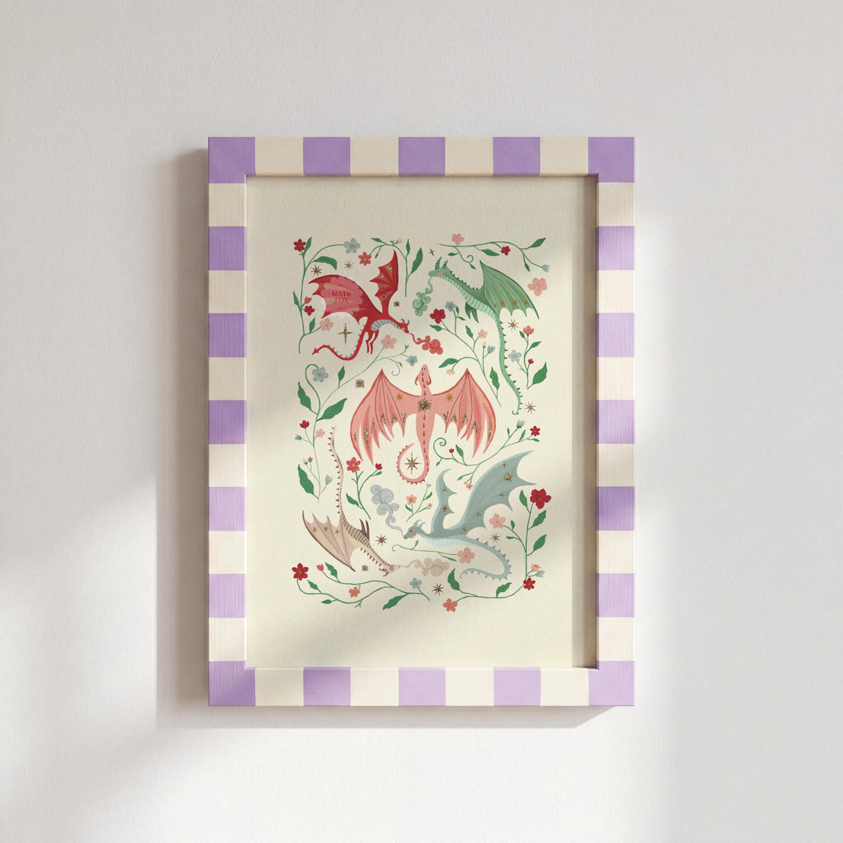 Pink Dragons: Colorful Fairytale Magical Typography Wall Art