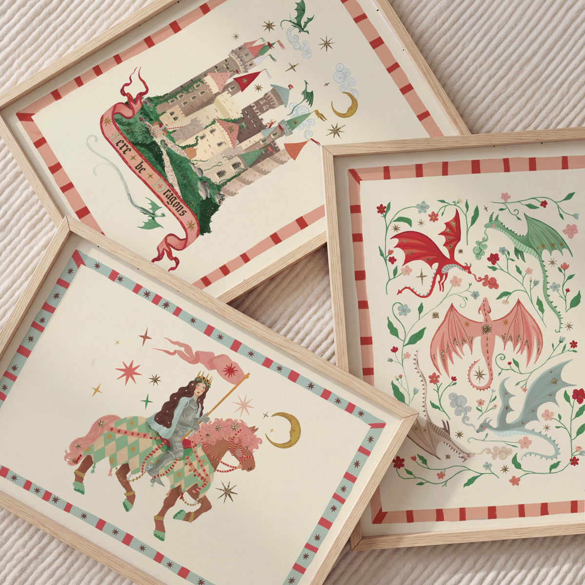 Pink Dragons: Colorful Fairytale Magical Typography Wall Art