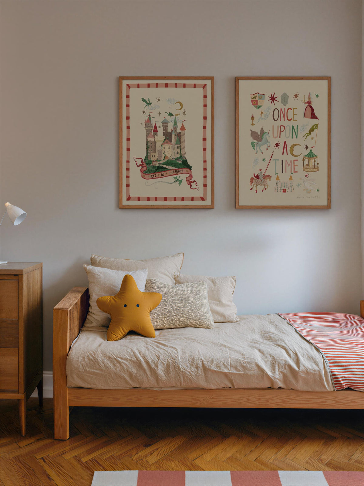 Here Be Dragons Pink: Colorful Fairytale Magical Typography Wall Art