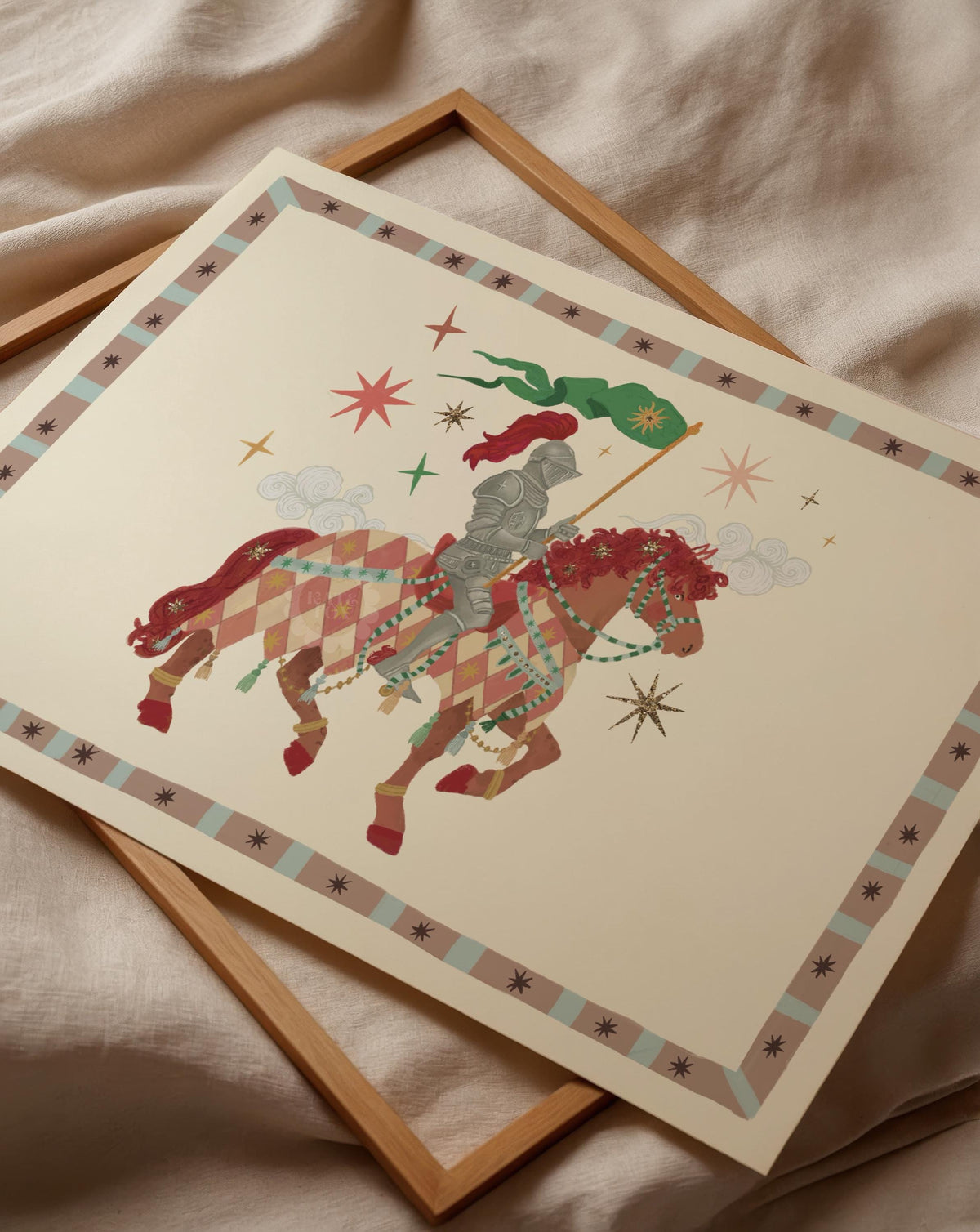 Our Brave Knight, Fairytale, Magical Horse Print: Hand Drawn Wall Art
