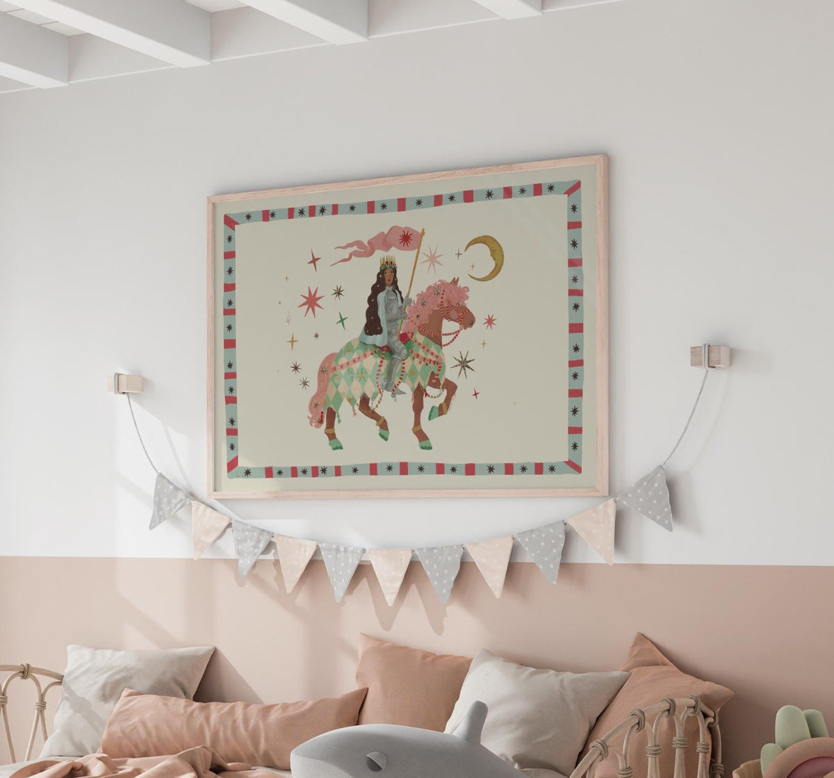 Brave Princess, Fairytale, Magical Horse Print: Hand Drawn Wall Art