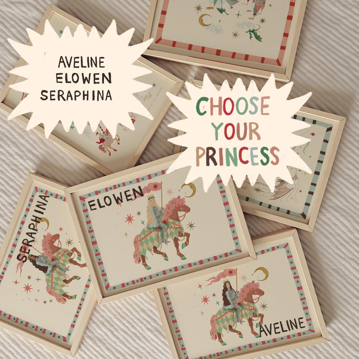 Brave Princess, Fairytale, Magical Horse Print: Hand Drawn Wall Art
