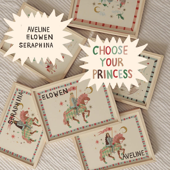 Brave Princess, Fairytale, Magical Horse Print: Hand Drawn Wall Art