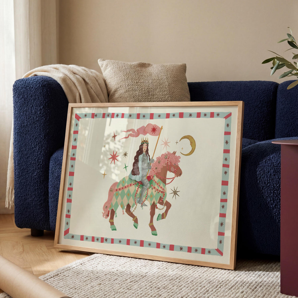 Brave Princess, Fairytale, Magical Horse Print: Hand Drawn Wall Art