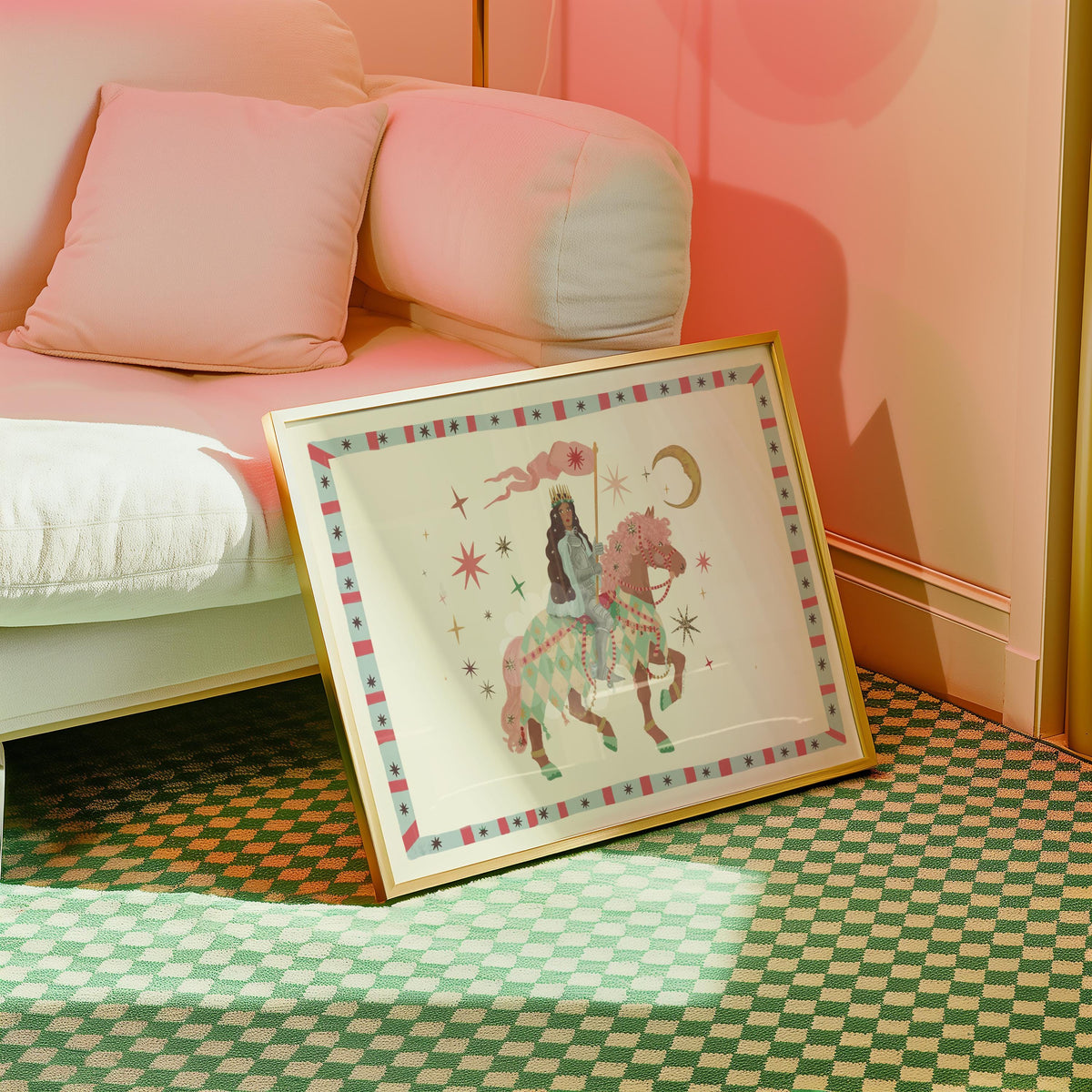 Brave Princess, Fairytale, Magical Horse Print: Hand Drawn Wall Art