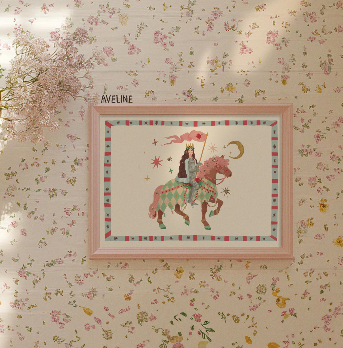 Brave Princess, Fairytale, Magical Horse Print: Hand Drawn Wall Art