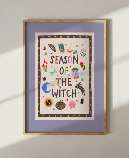 Season Of The Witch: Colorful Typography Halloween Witchy Wall Art