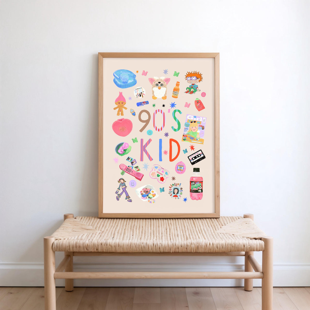 90’s Kid: Colorful Nostalgic Typography Wall Art