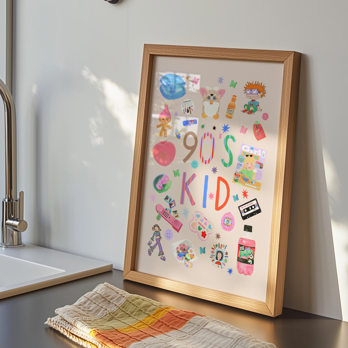 90’s Kid: Colorful Nostalgic Typography Wall Art