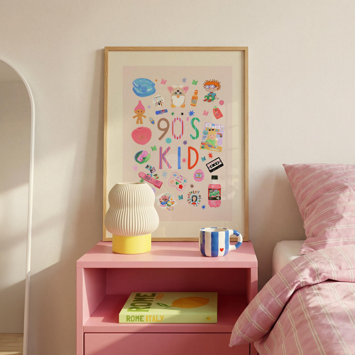 90’s Kid: Colorful Nostalgic Typography Wall Art